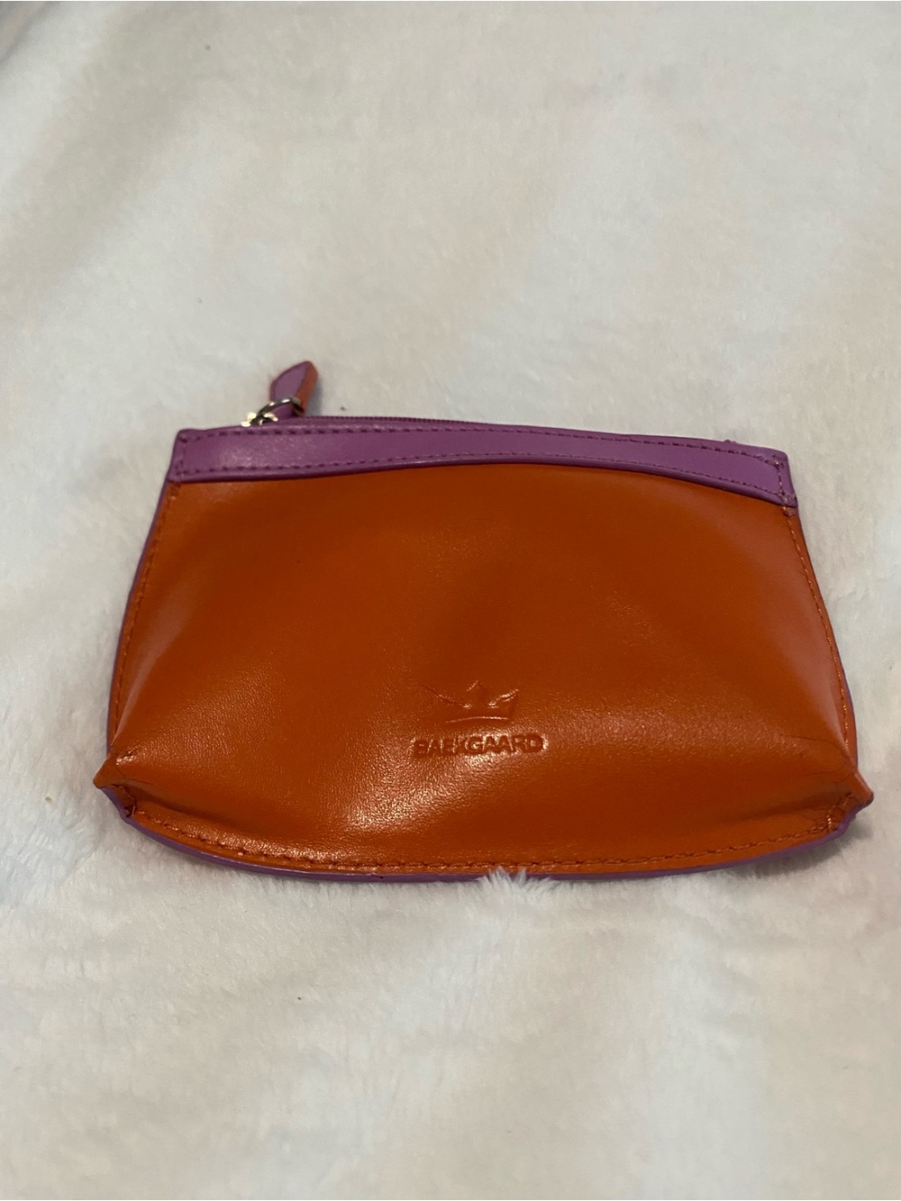 Baekgaard Orange and Purple Leather Zip Coin Pouch